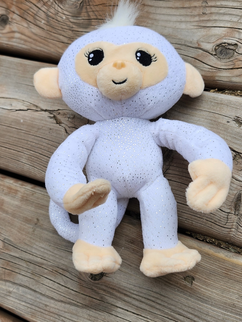 Plush Sparkle White Monkey Stuffed Animal - Soft Sparkly Plush Toy